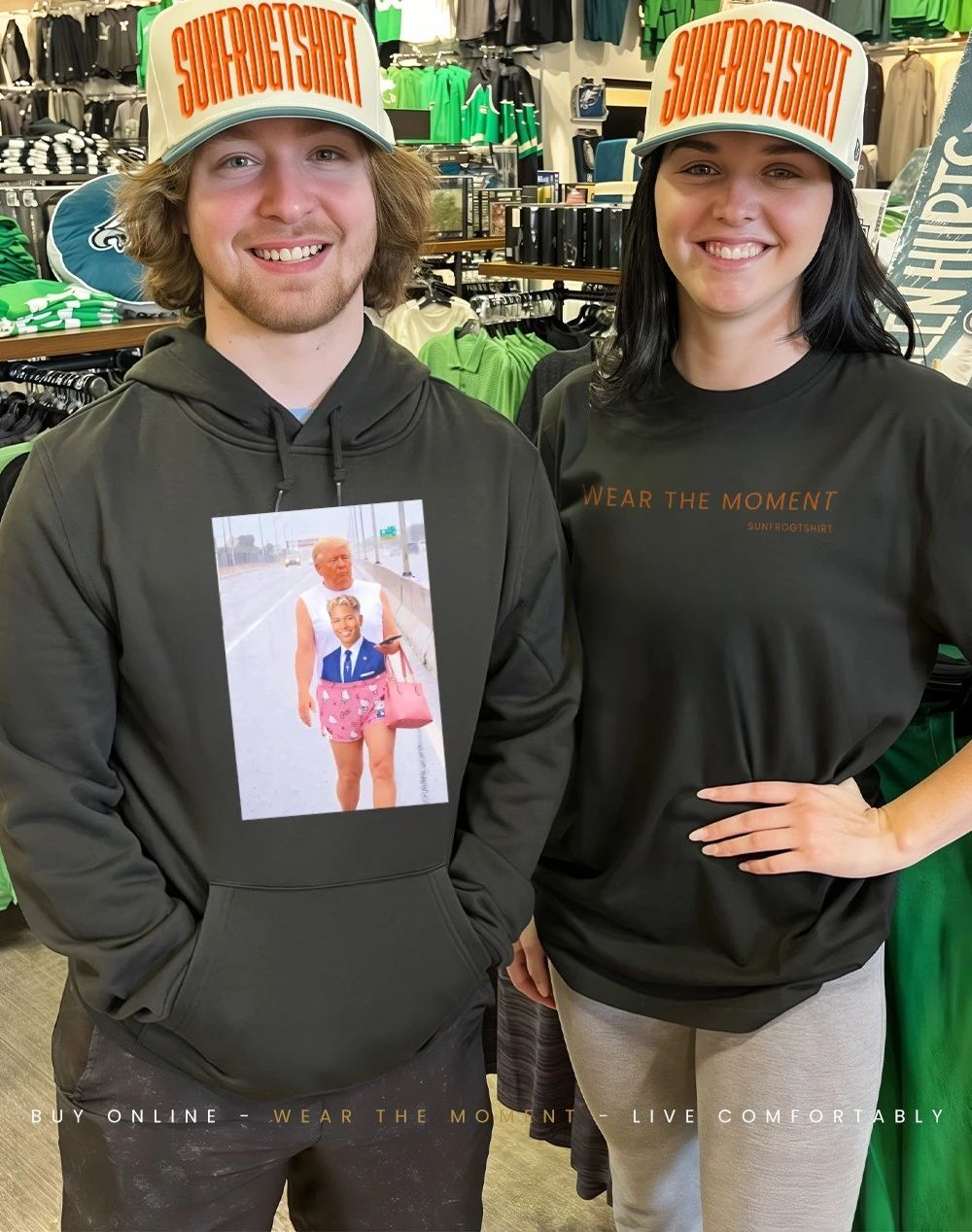 Trump walk with Kenzo J Trump shirt