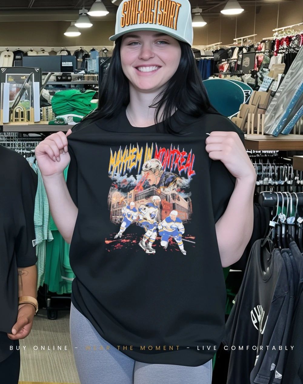 Buffalo Sabres trio Mayhem in Montreal shirt