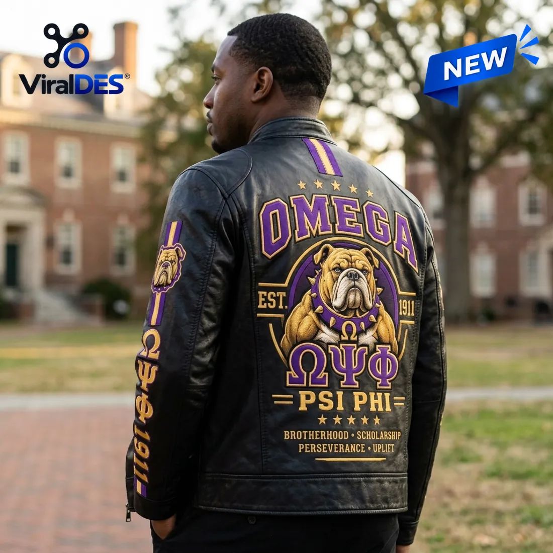 Omega Psi Phi 1911 Mascot Leather Jacket