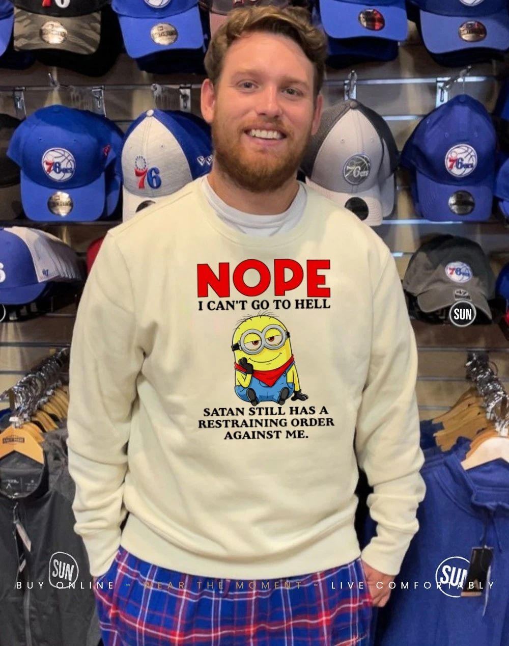 Minion Nope I can’t go to hell Santa still has a restraining order against me shirt