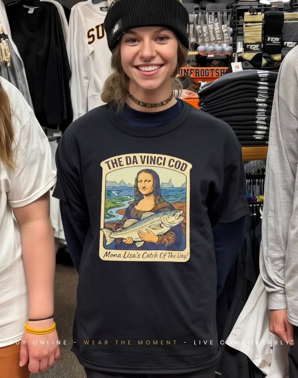 The Da Vinci cod Mona Lisa’s catch of the day shirt