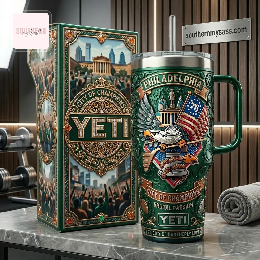 Philadelphia City of Champions 40oz Insulated Tumbler with Handle