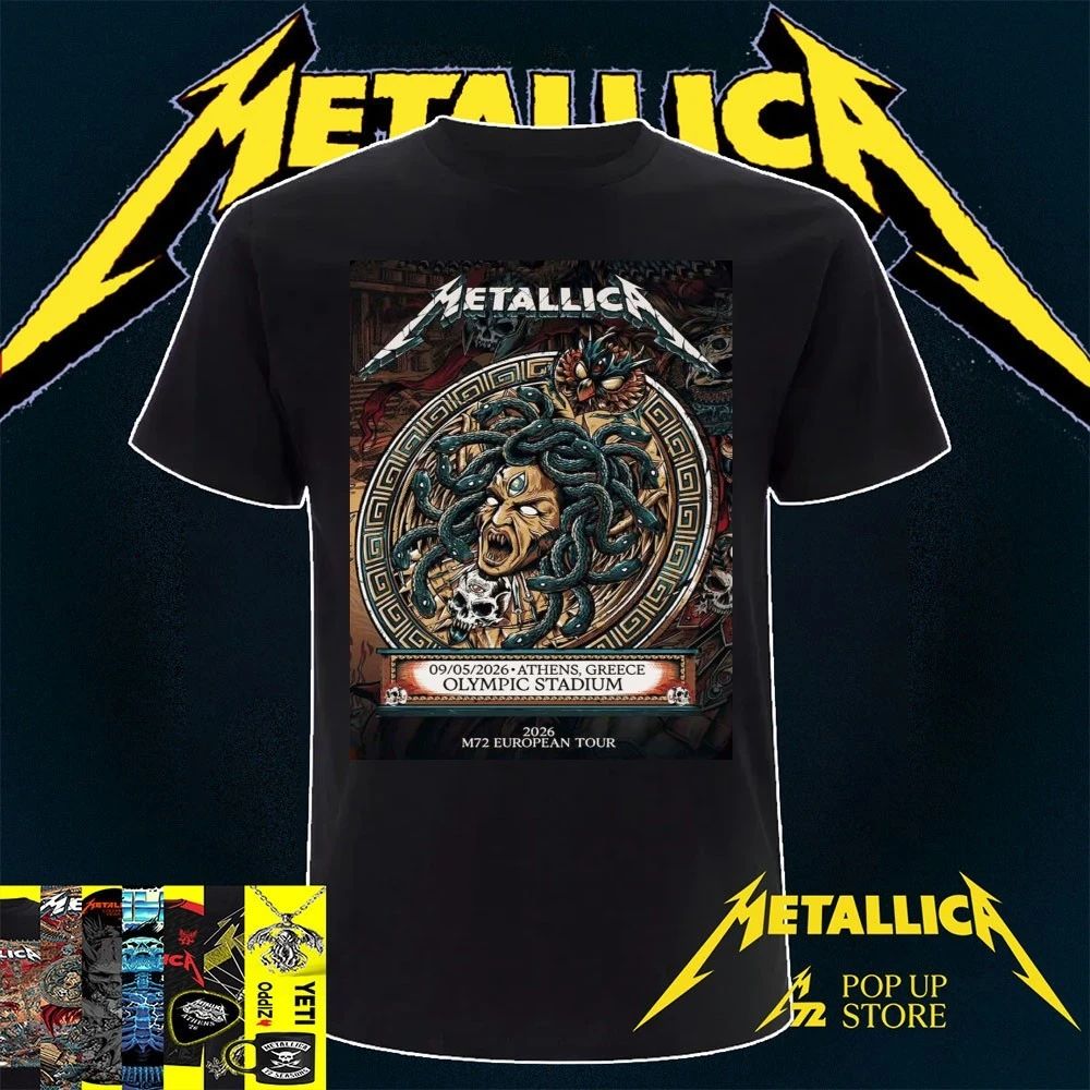 Metallica M72 Athens At Olympic Stadium Greece On May 9 2026 M72 European Tour Medusa Art Poster Shirt – Copy