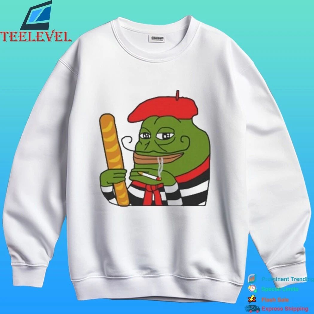 Smug French Pepe Baguette Kids Smoking Shirt