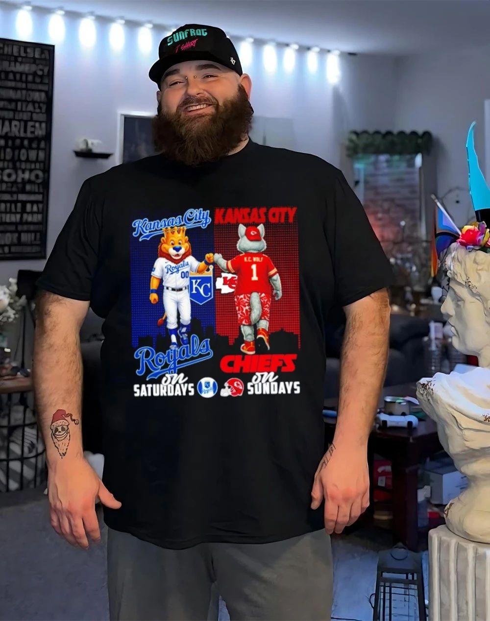 Kansas City Royals on saturdays vs Kansas City Chiefs on sundays city skyline shirt