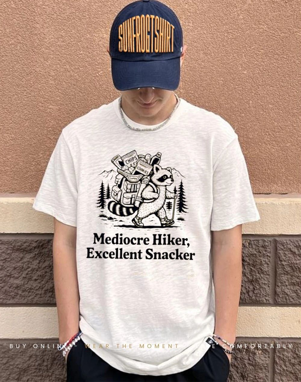 Mediocre hiker excellent snacker raccoon shirt