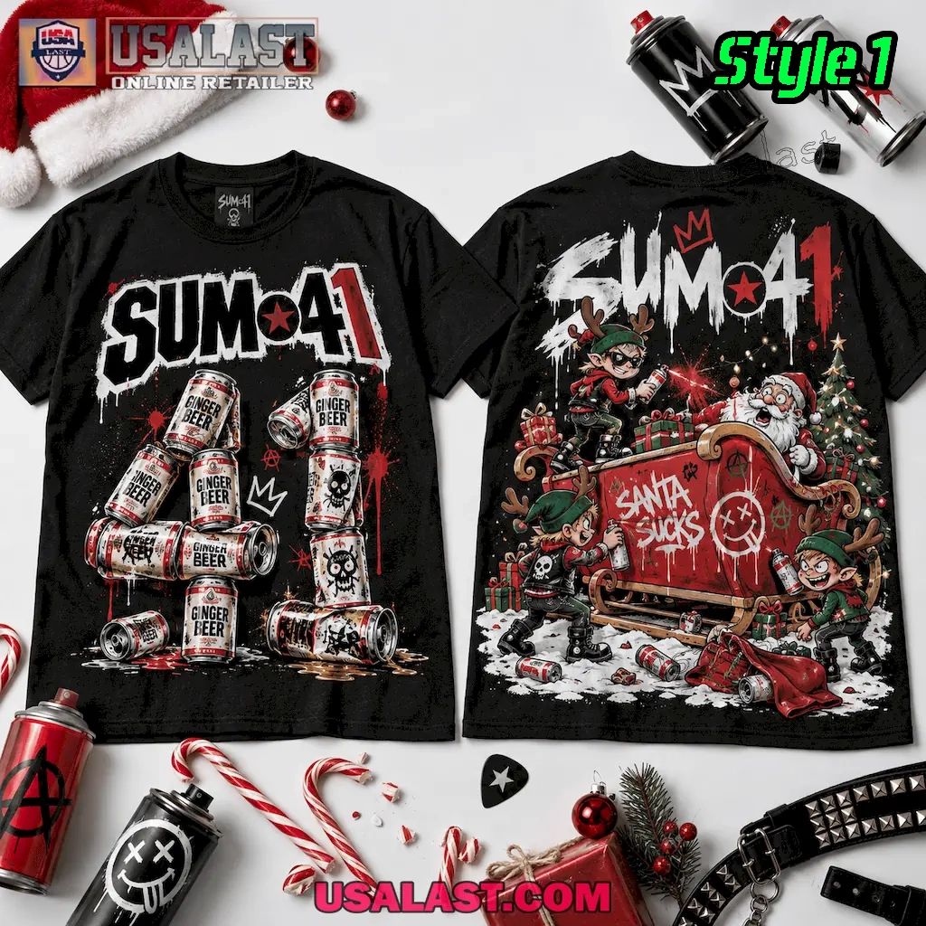 Sum 41 Santa Sucks Christmas Graffiti Chaos 3D Shirt