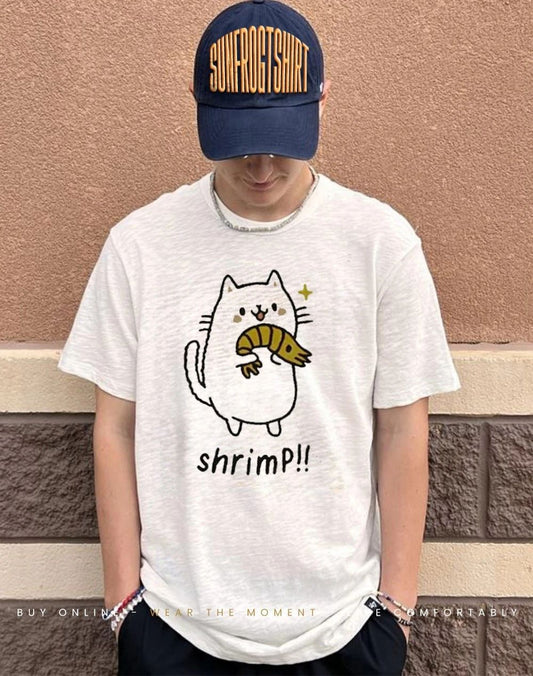 Doodle Cat Shrimp funny shirt