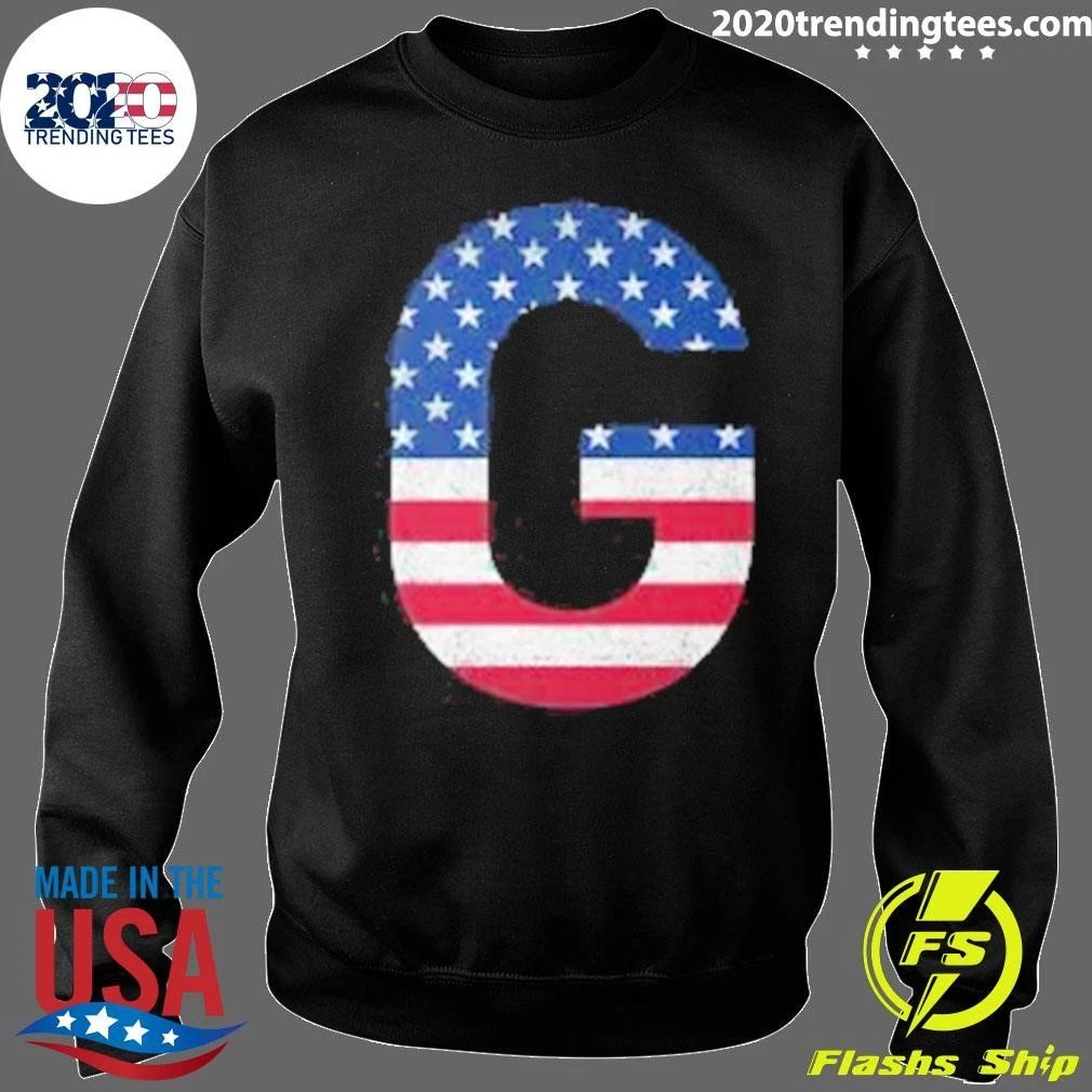 G Patriotic Letter G Design with American Flag Pattern Shirt