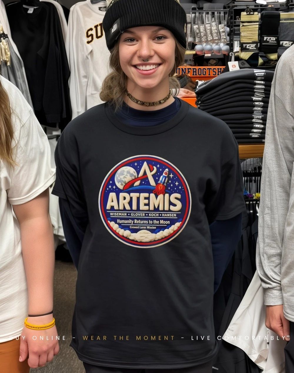Artemis 2 Mission Faux Embroidery Lunar Patch NASA Shirt