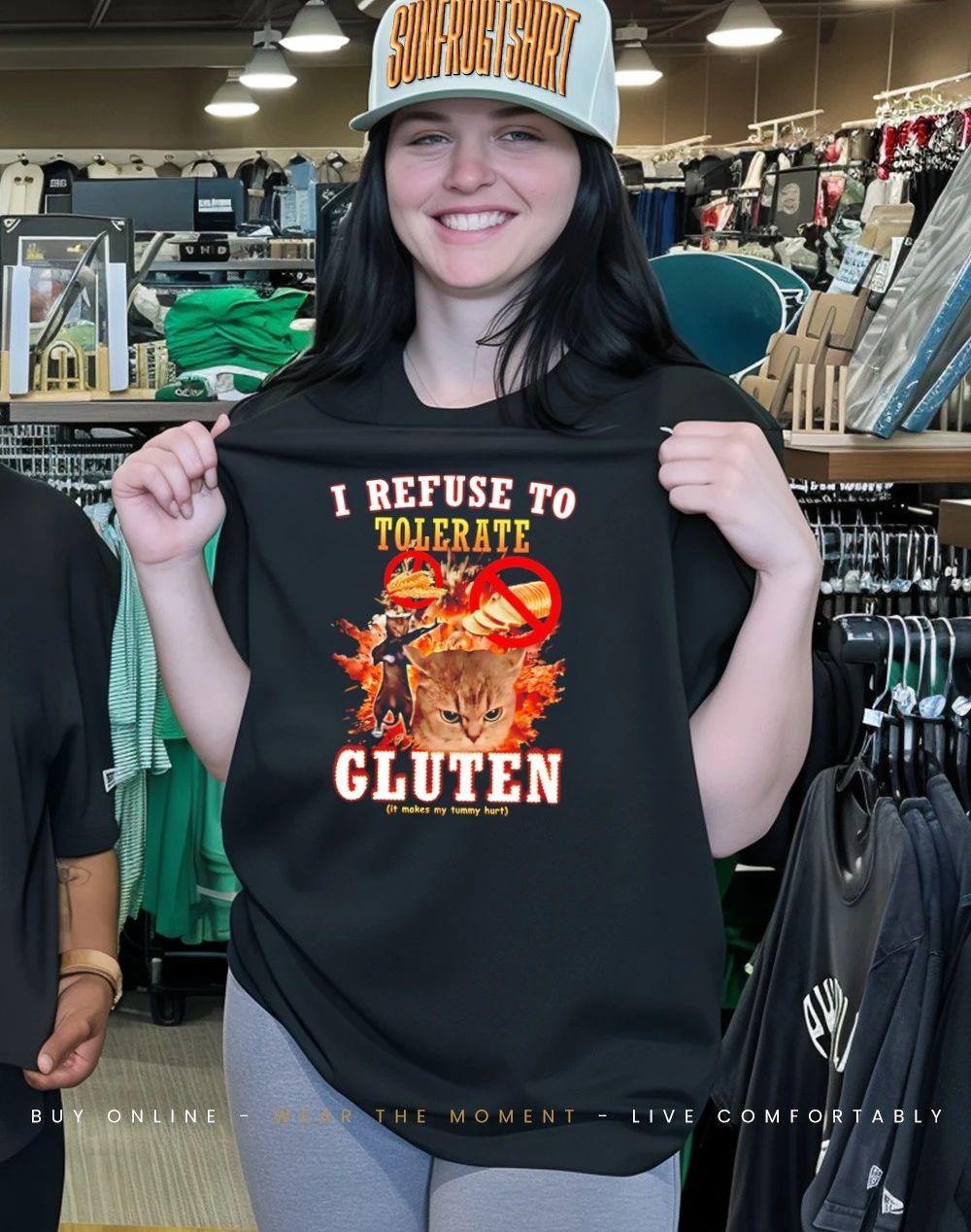 I refuse to tolerate gluten funny cat meme shirt