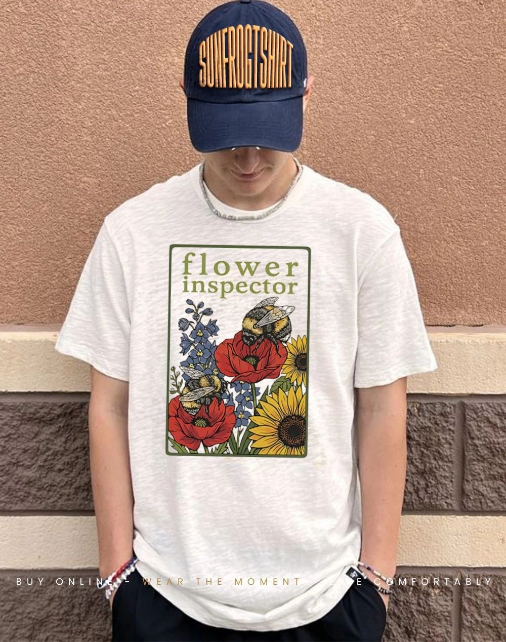 Bee flower inspector graphic shirt