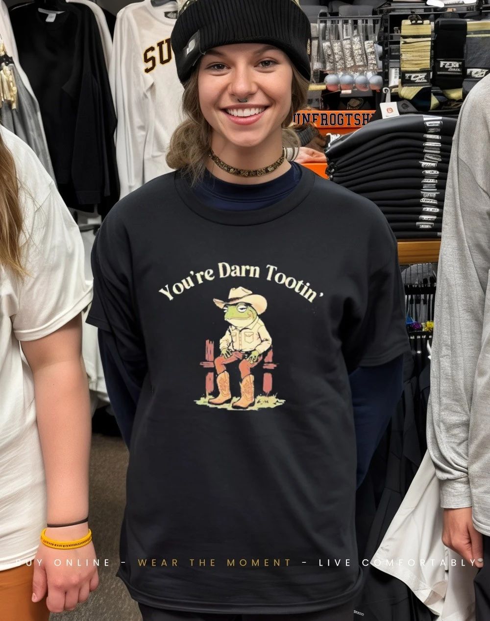 Sarcastic Western Humor Frog you’re darn tootin shirt