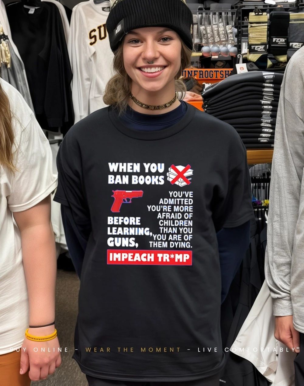 When You Ban Books Before Learning Guns Impeach Trump Shirt