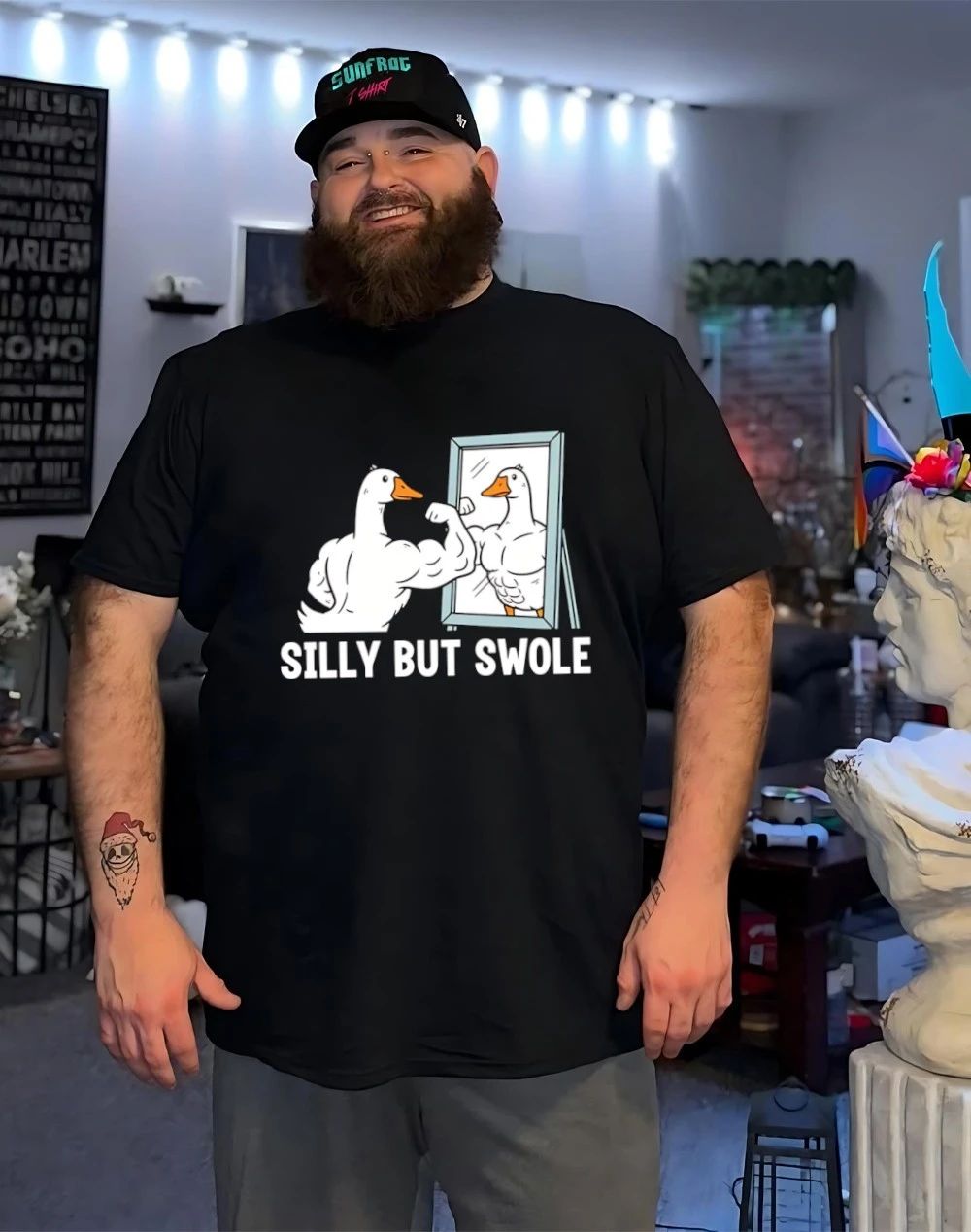 Silly but swole gym goose funny shirt