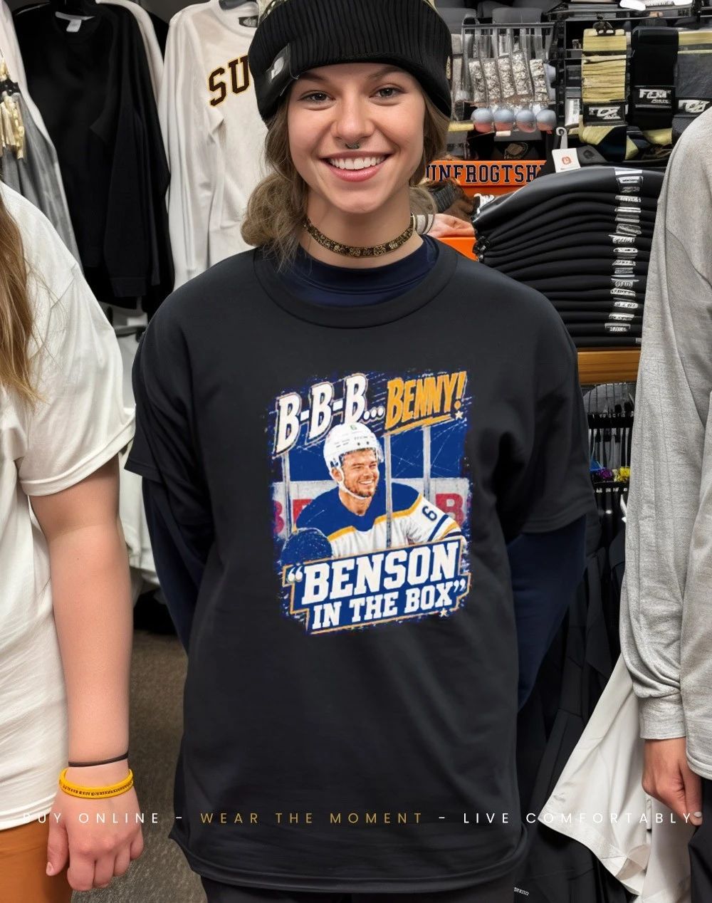 Buffalo Sabres BBB Benny Benson in the box front and back shirt