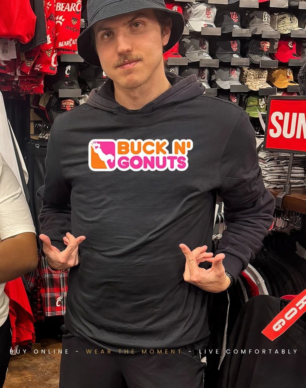 Buck n go nuts Dunkin’ Donuts parody shirt