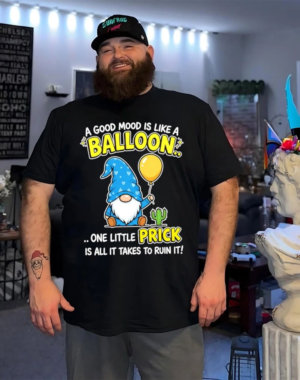 Gnome a good mood is like a balloon one little prick is all it takes to ruin it shirt