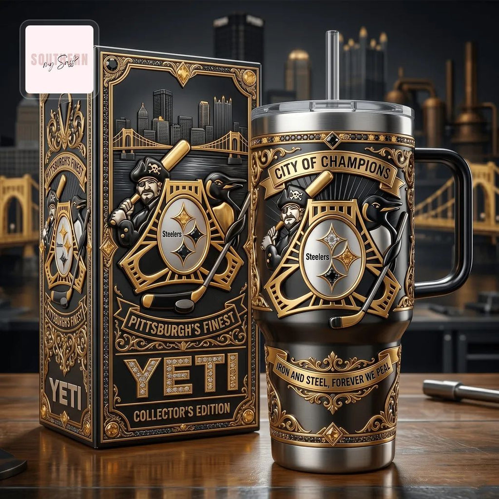 YETI Pittsburgh City of Champions Collector’s Edition 40oz Insulated Tumbler With Handle