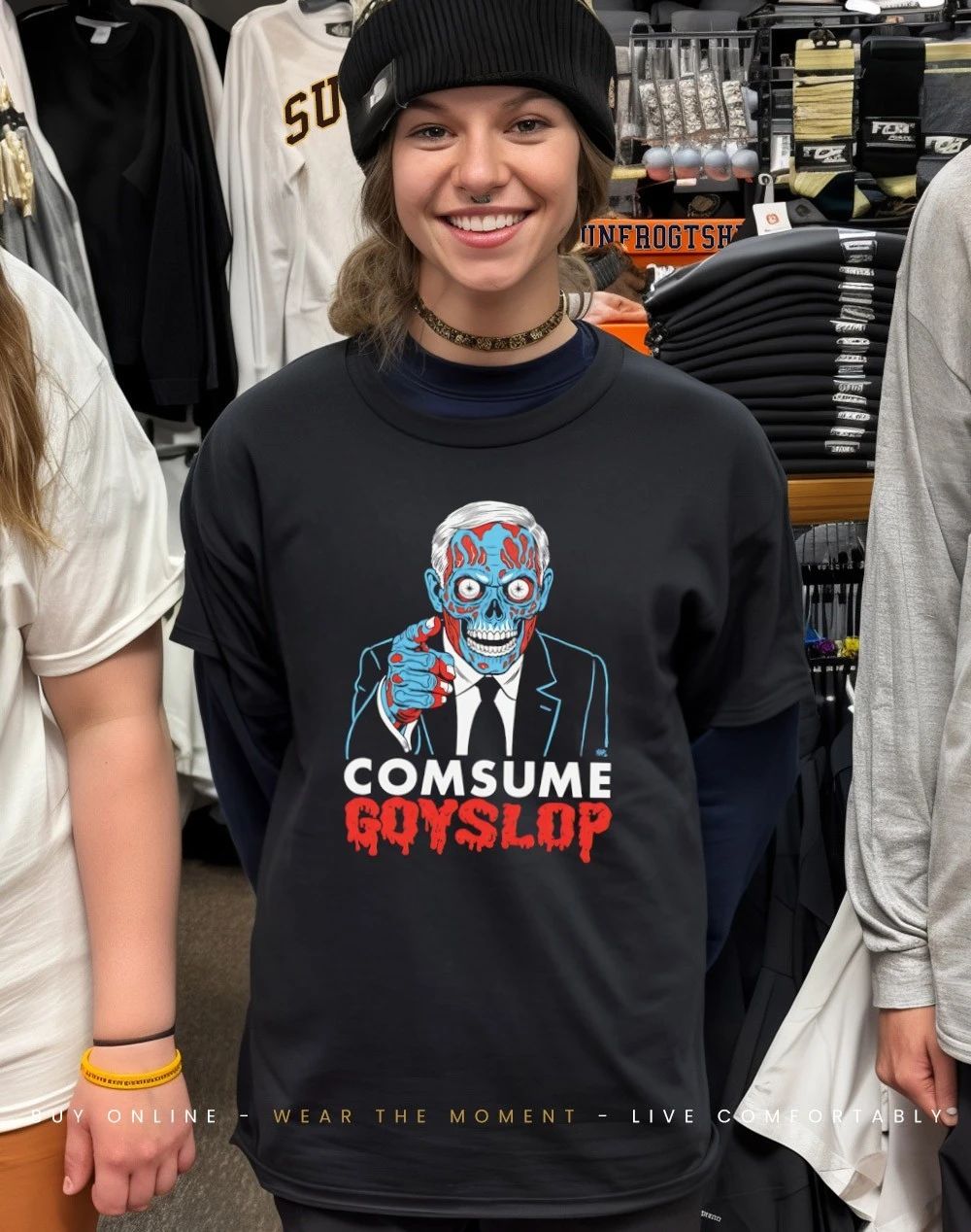 Consume Goyslop They Live Alien Graphic shirt