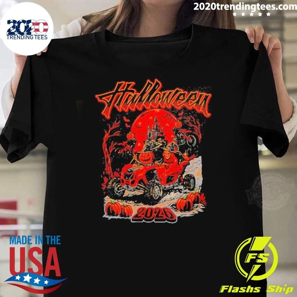 Halloween 2026 Pumpkin Head Skeleton Driving Utv Shirt