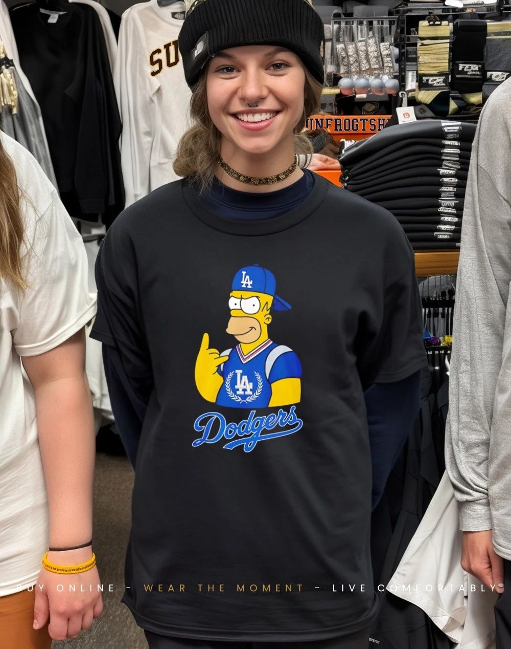 The Simpsons x Los Angeles Dodgers player rock hand shirt