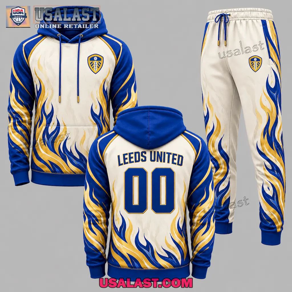 Leeds United Personalized Tracksuit Hoodie And Jogger Pant Set