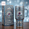 Colorado Avalanche Stanley Cup Champions YETI Luxury Diamond Embellished 40oz Insulated Tumbler with Lid and Straw
