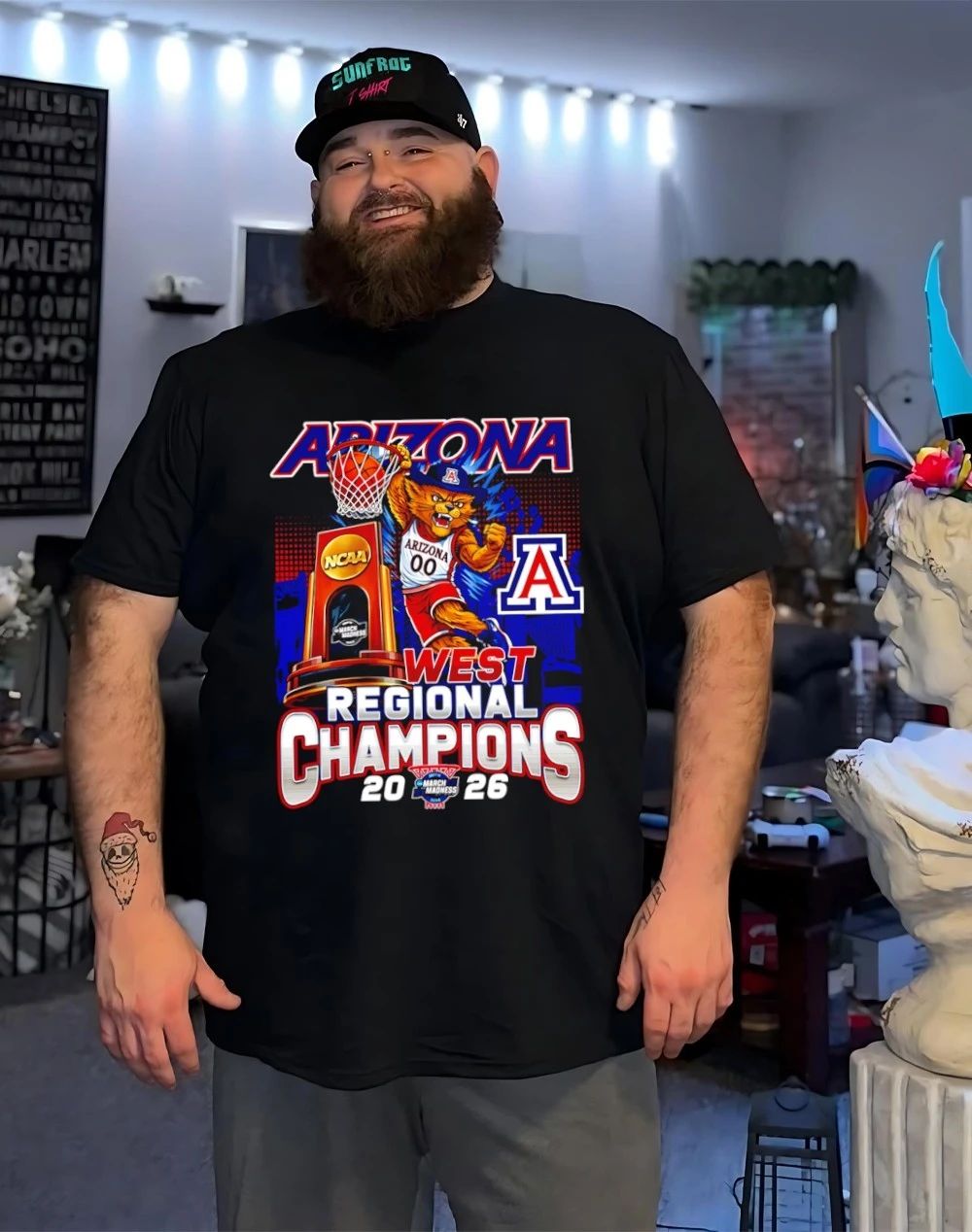 Arizona Wildcats 2026 West Regional Champions mascot trophy shirt