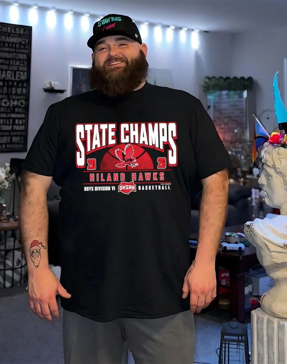 2026 OHSAA Boys Basketball D6 State Champions Hiland Hawks logo shirt