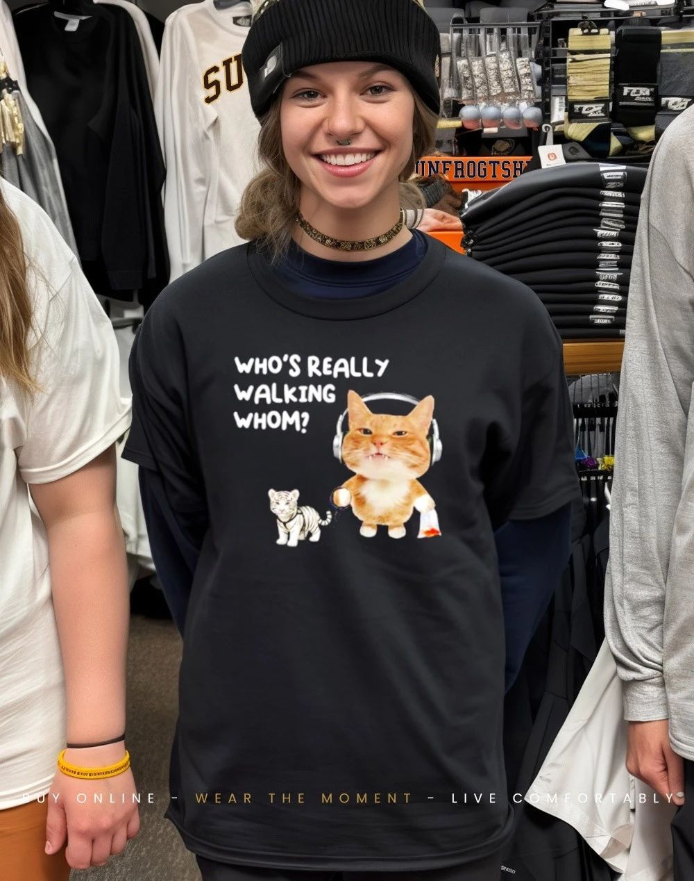 Cat who’s really walking whom funny shirt