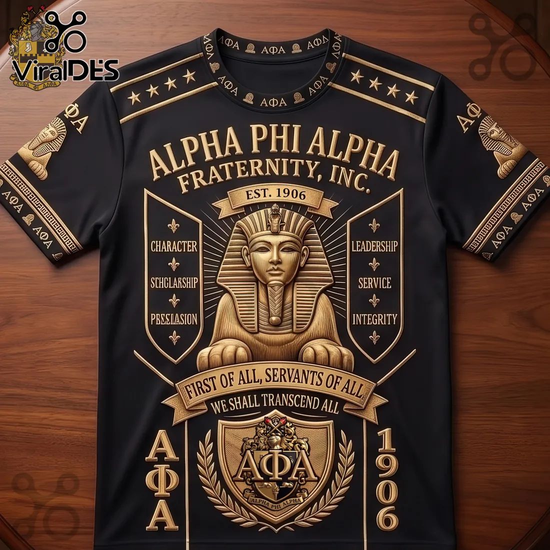 Alpha Phi Alpha Fraternity 1906 Gold Emblem T-Shirt