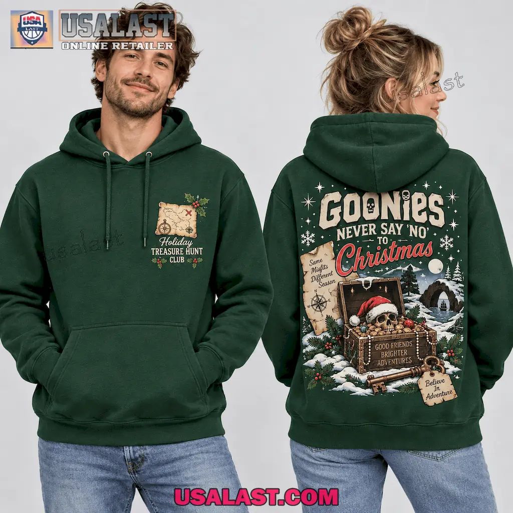The Goonies Christmas Treasure Hunt Hoodie for Adventure Friends Who Never Say No to Holidays