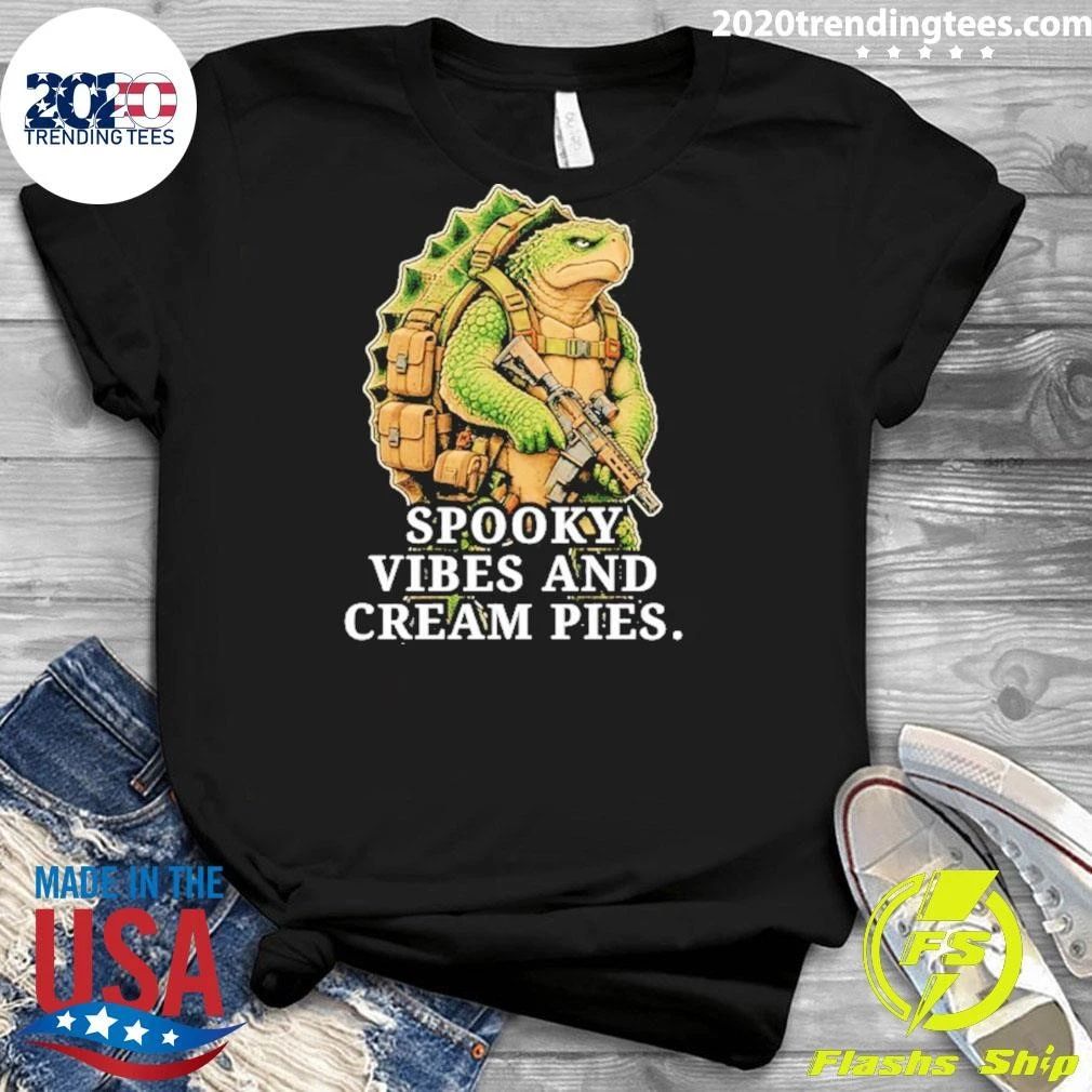 Turtle Soldier Spooky Vibes And Cream Pies Shirt