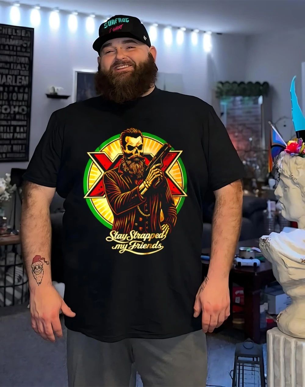 Stay Strapped my friends skeleton graphic shirt