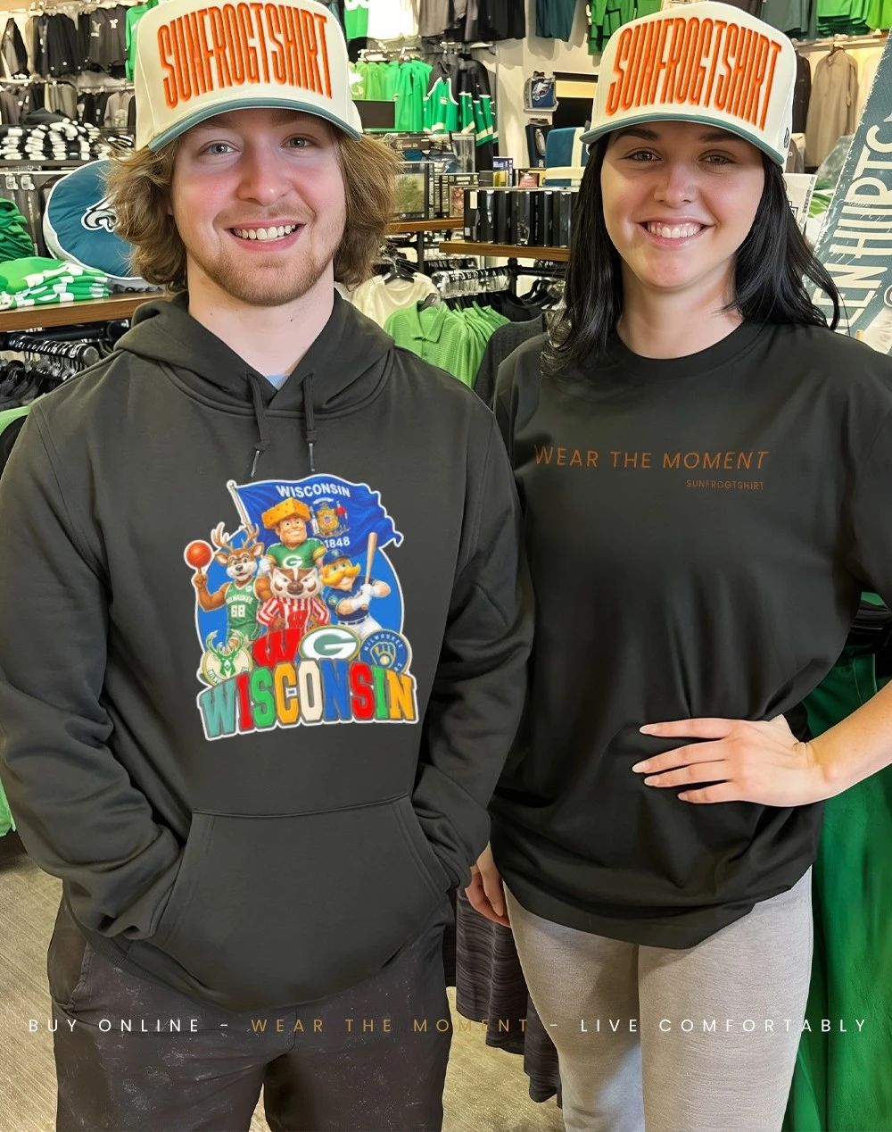 Wisconsin sports mascot squad flag shirt