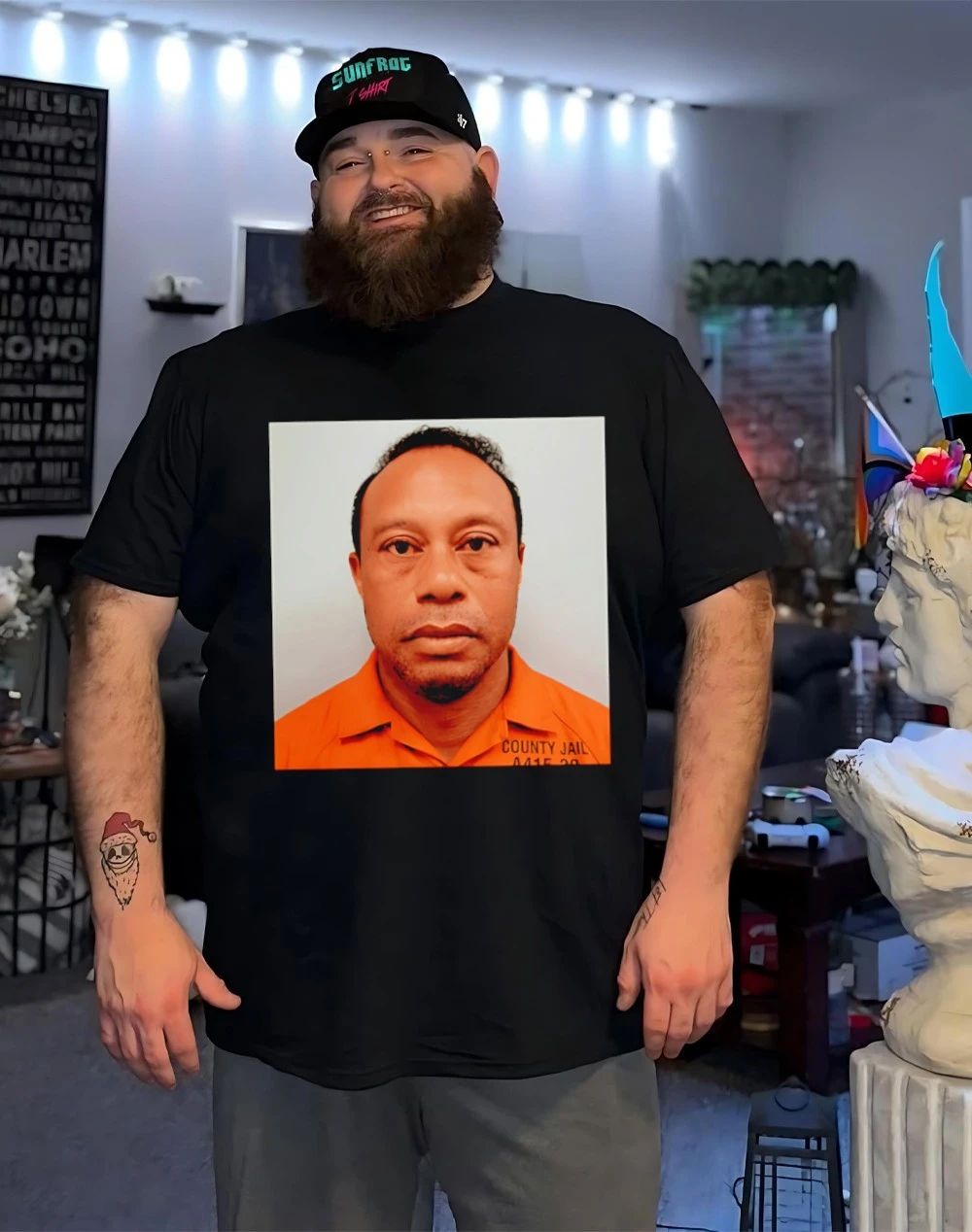 Tiger Woods 2026 mugshot shirt