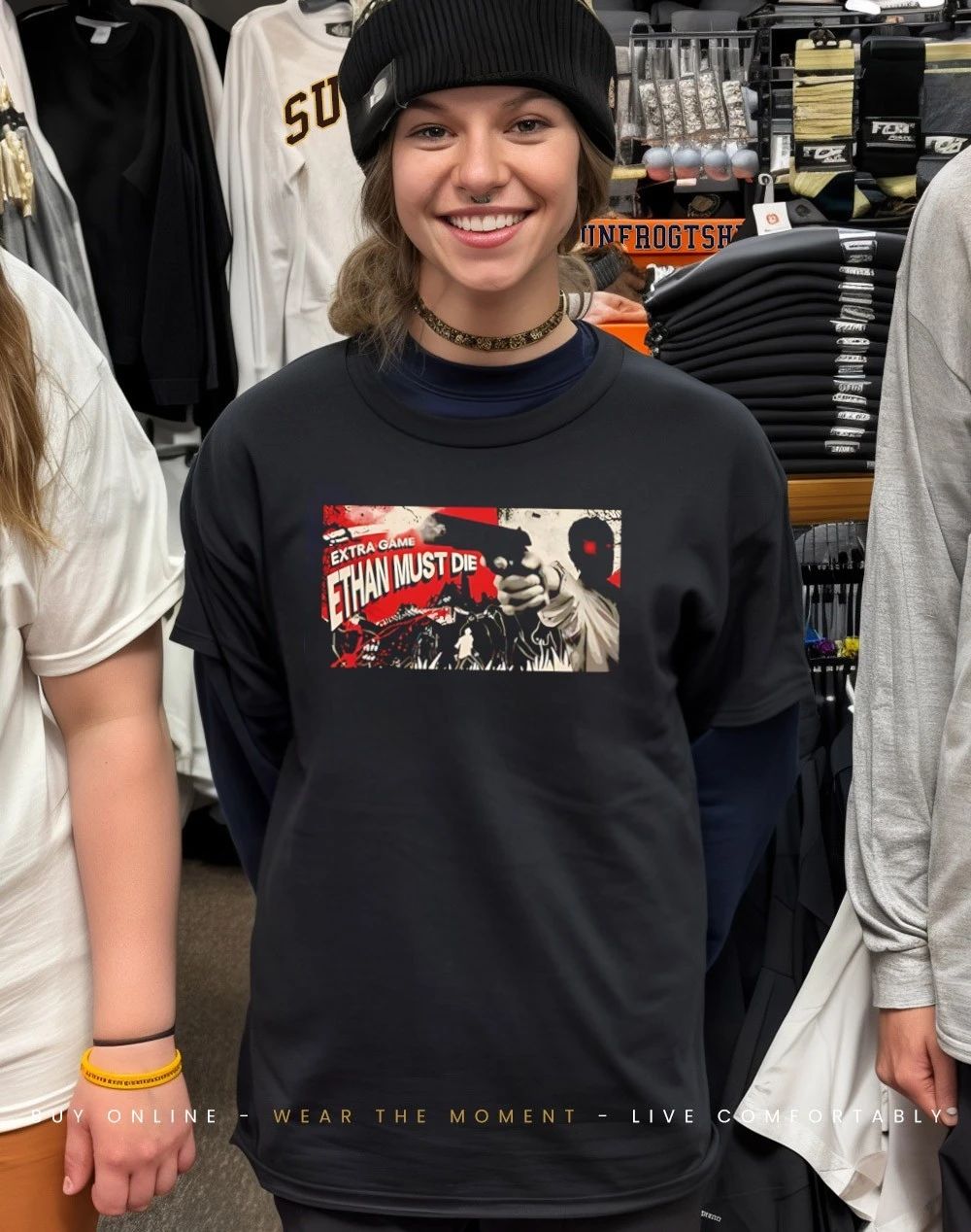 Koshi Nakanishi With Extra Game Ethan Must Die shirt