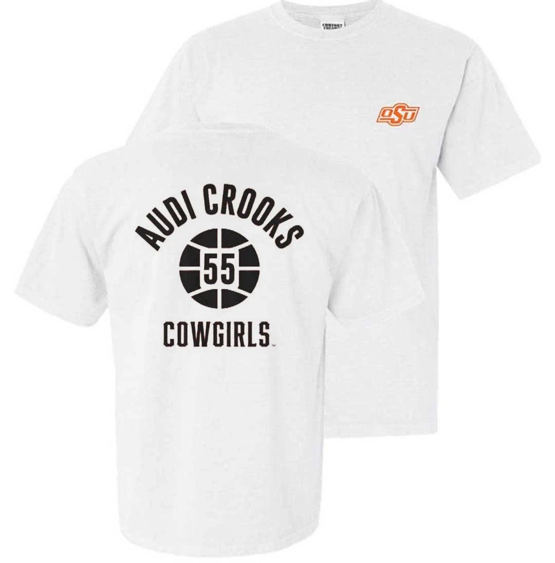 OSU Cowgirls Audi Crooks Name Number Ball front and back shirt