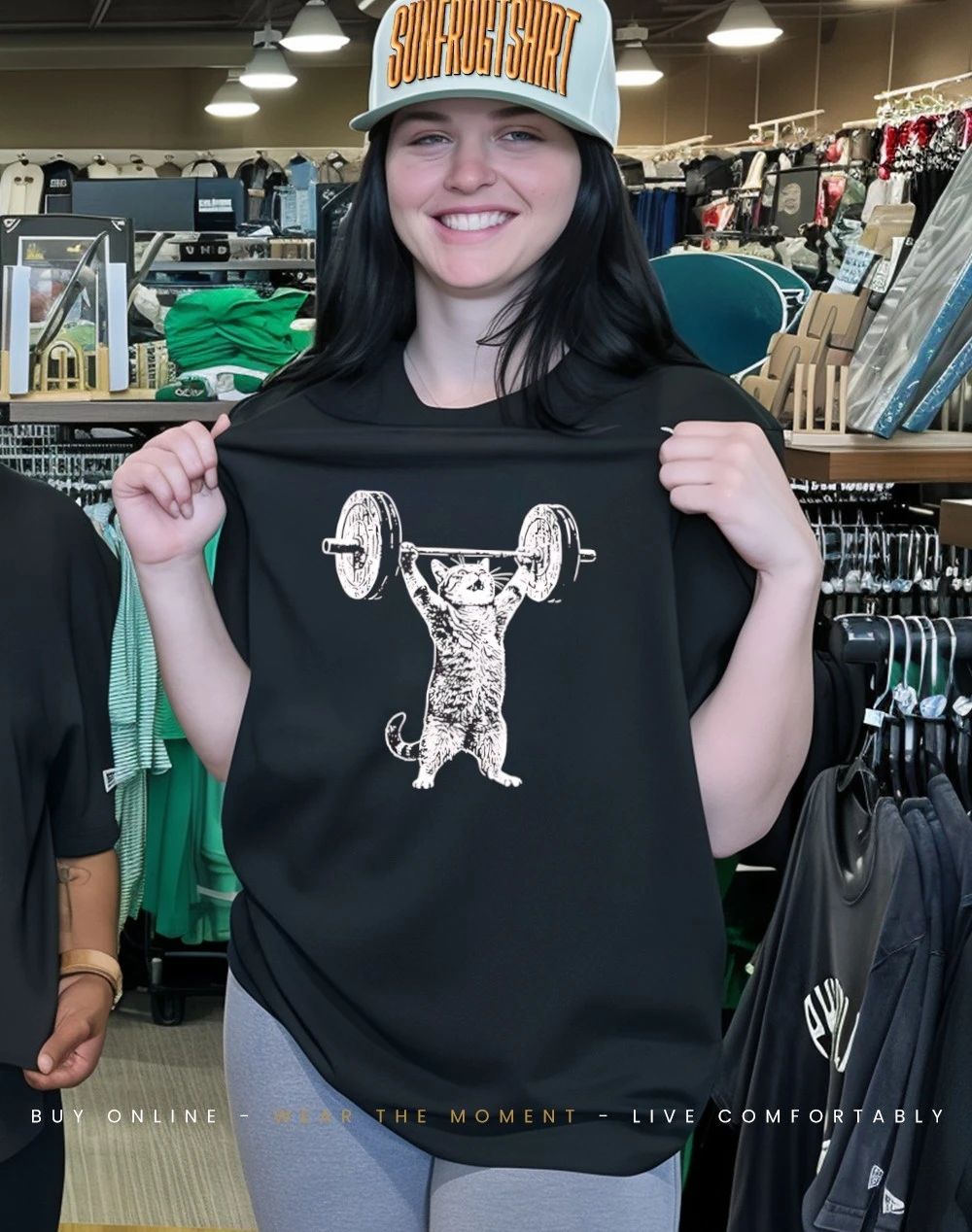 Weight lifting gym cat funny shirt