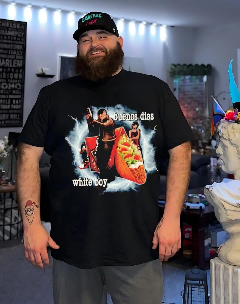 Leon Doritos Locos taco buenos dias white boy shirt