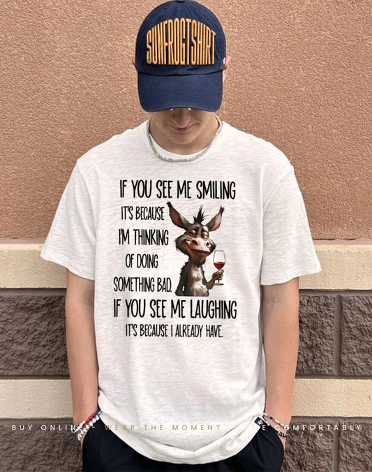 Donkey wine if you see me smiling it’s I’m thinking of doing something bad shirt