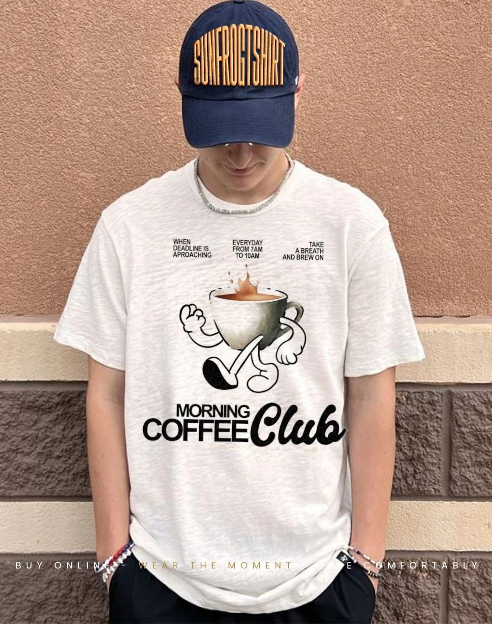 Morning coffee club when deadline approaching take a breath brew on shirt