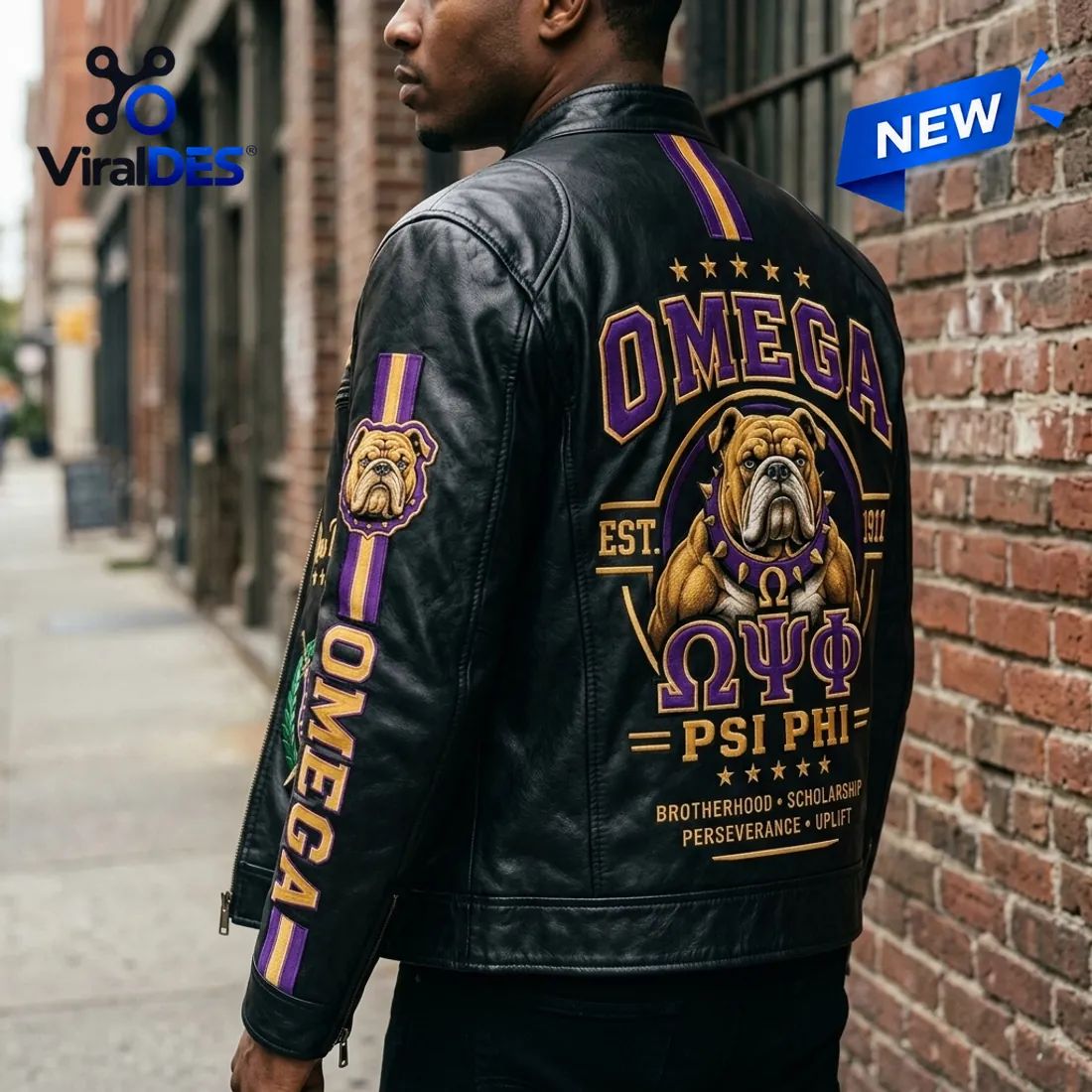 Omega Psi Phi 1911 Mascot Leather Jacket
