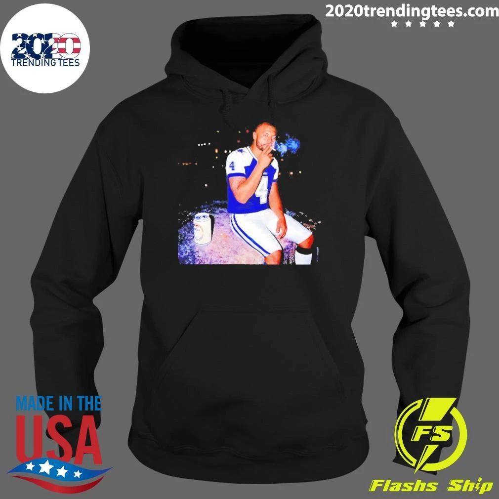Funny Dak Prescott Dallas Cowboys Football Smoking And Beer T-Shirt