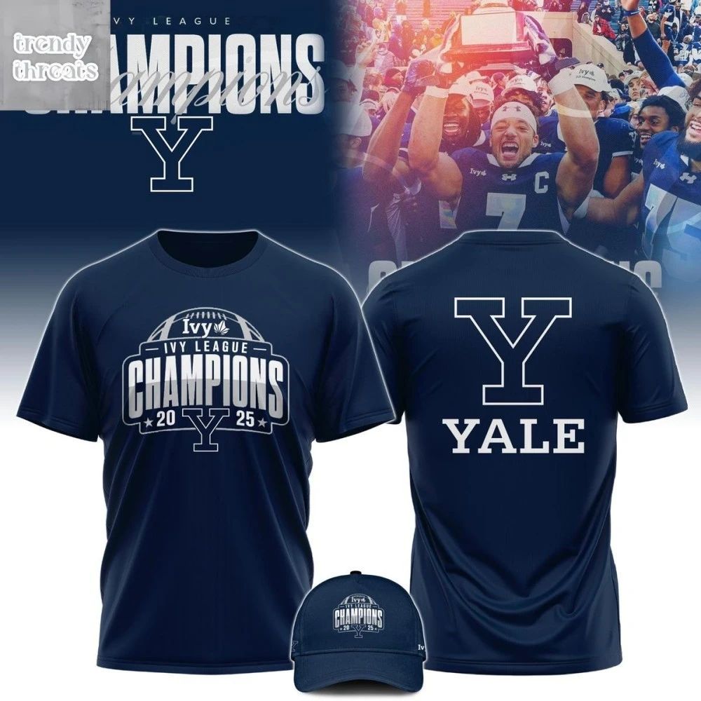 Yale Bulldogs 2025 Ivy League Champions Football Two Sided Shirt