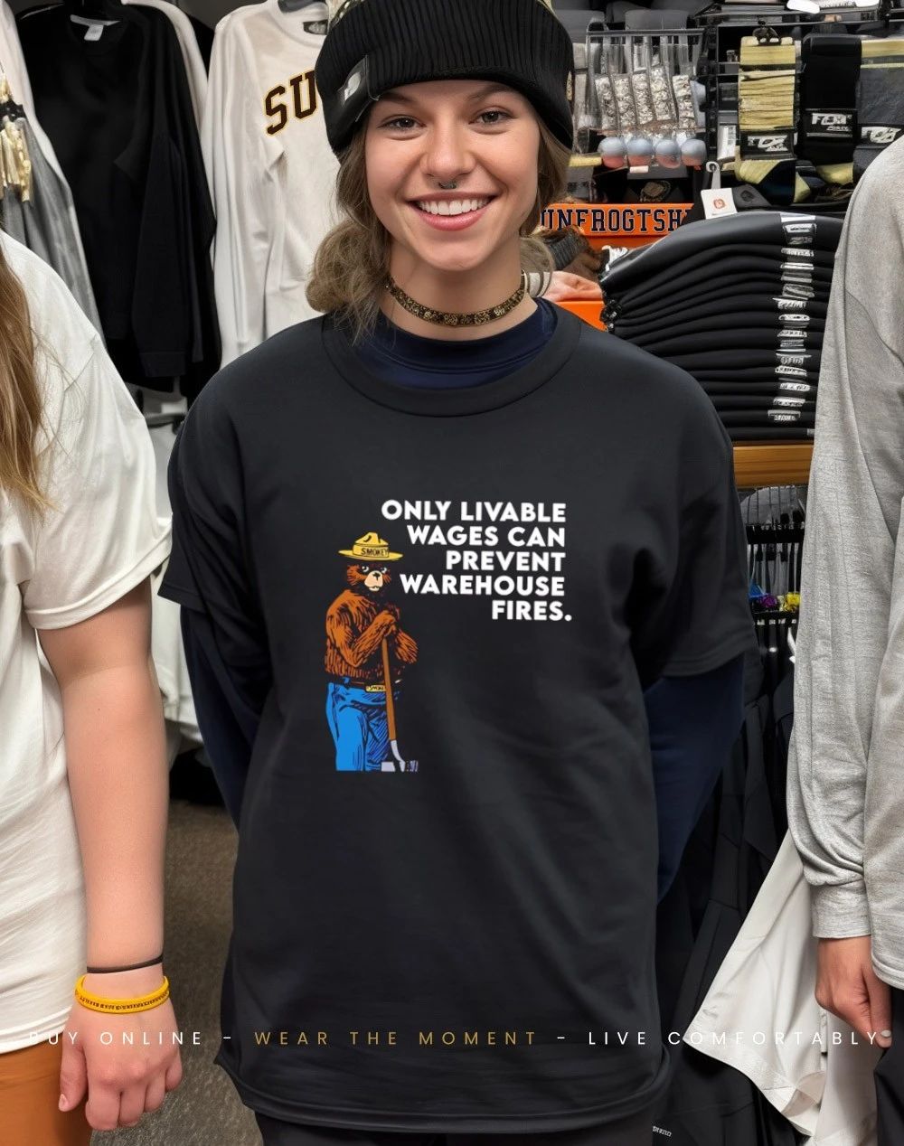 Smokey Bear Livable Wages Prevent Warehouse Fires Shirt