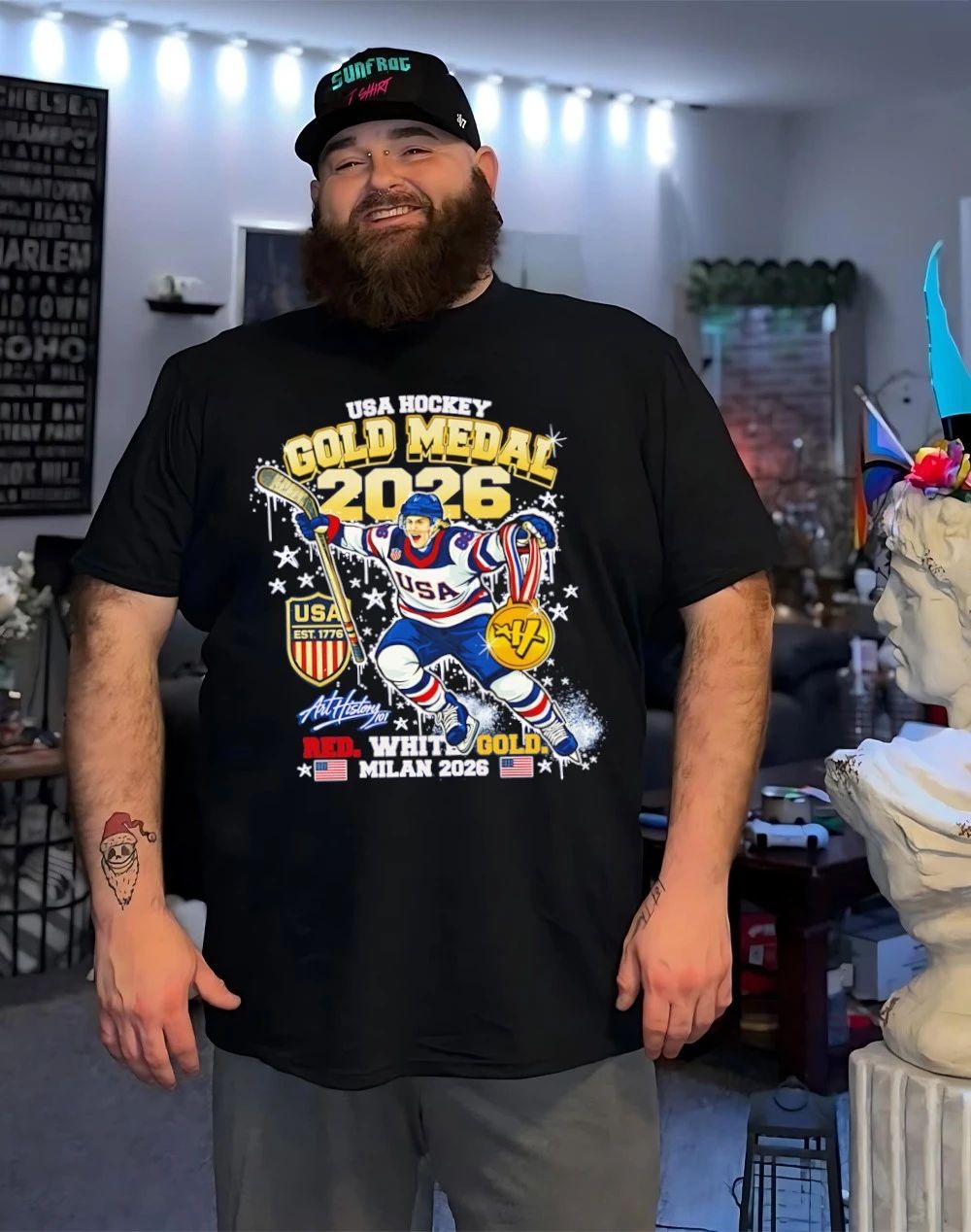 Usa Gold Medal 2026 Red White Gold Milan 2026 graphic shirt