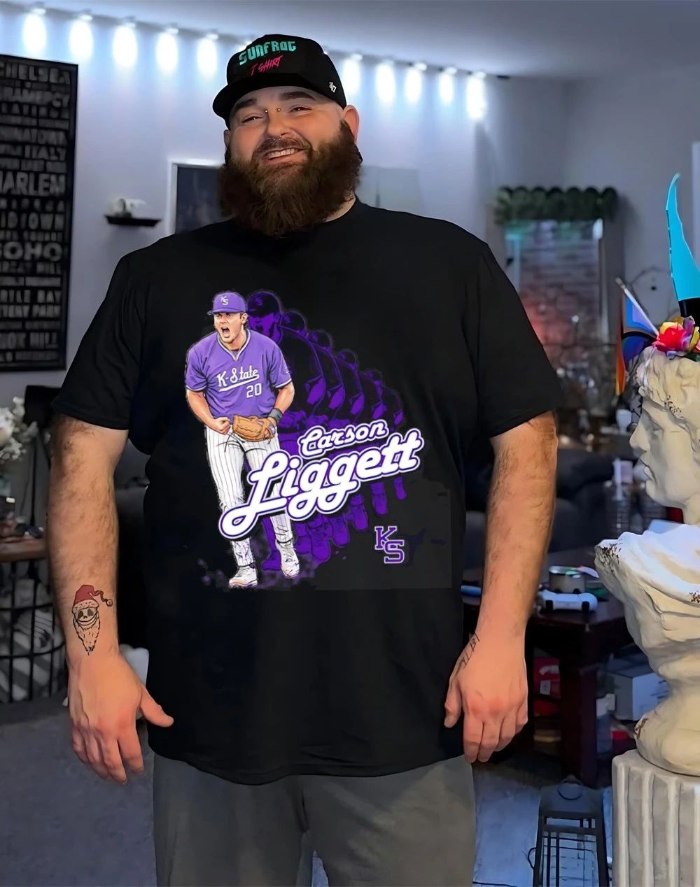Carson Liggett Kansas State Wildcats baseball player graphic shirt