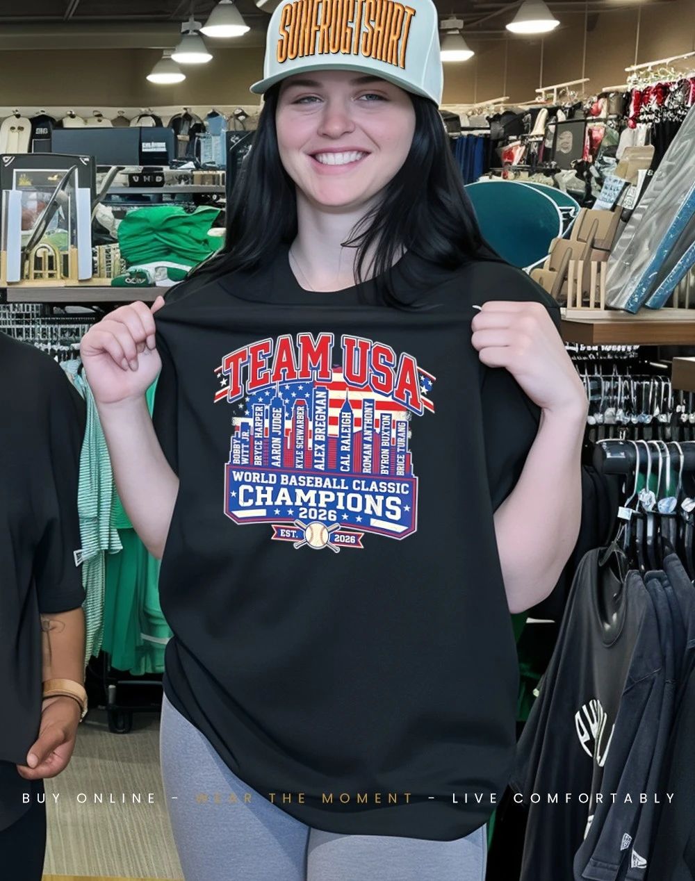 USA Team Baseball ’26 World Baseball Classic Champions player name skyline shirt